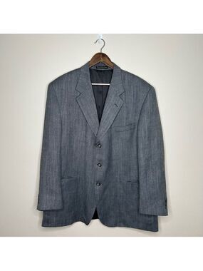 Oscar De La Renta Sport Coat Herringbone Grey Size 52 Large